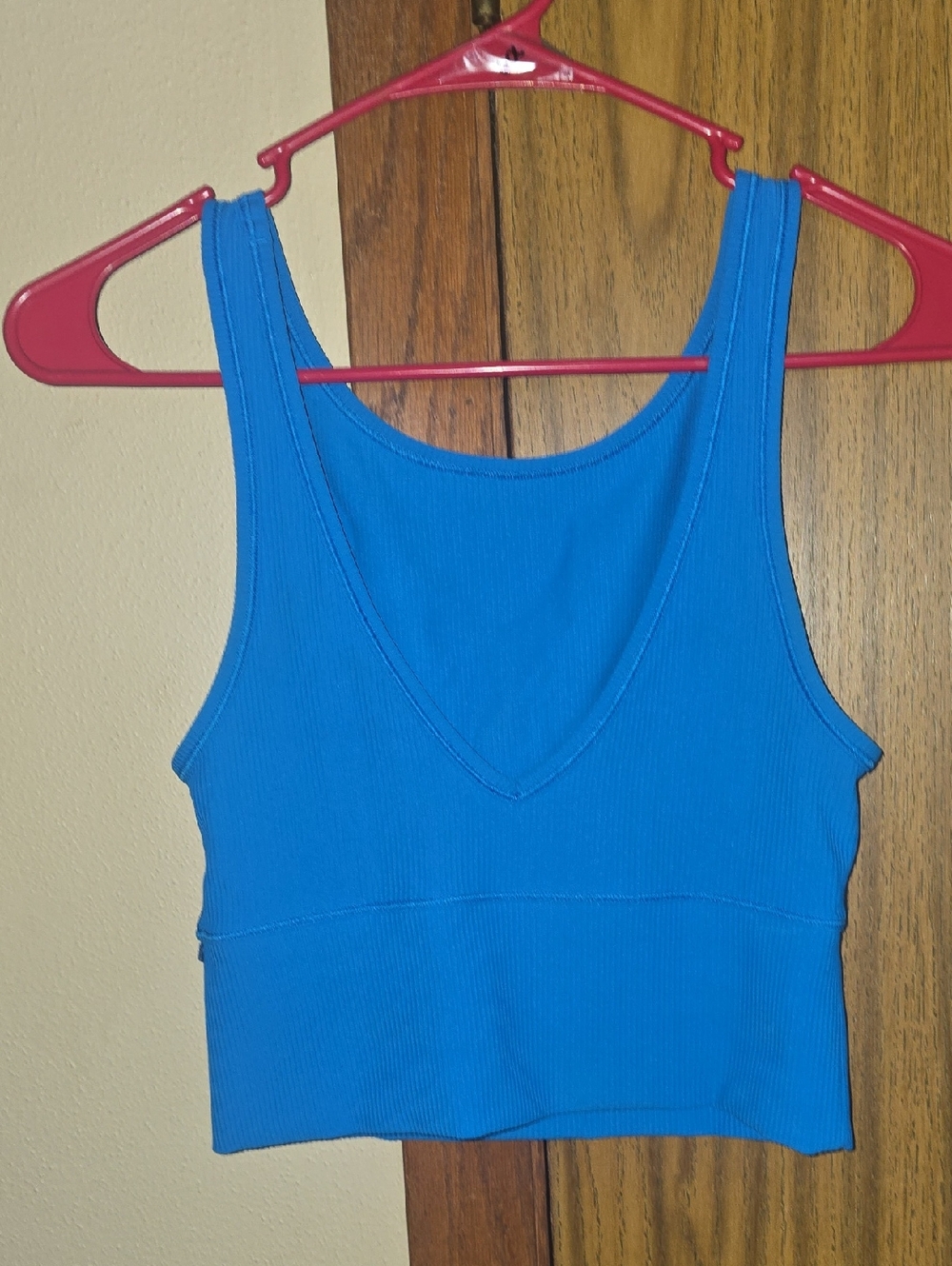 lululemon athletica Electric Blue Ribbed V-Neck Crop Tank